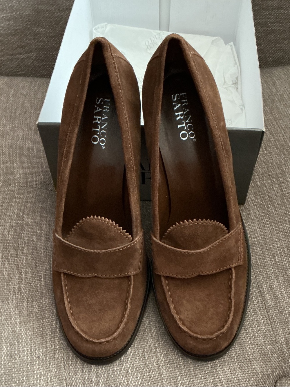 Franco Sarto Chestnut Brown Suede Heels
